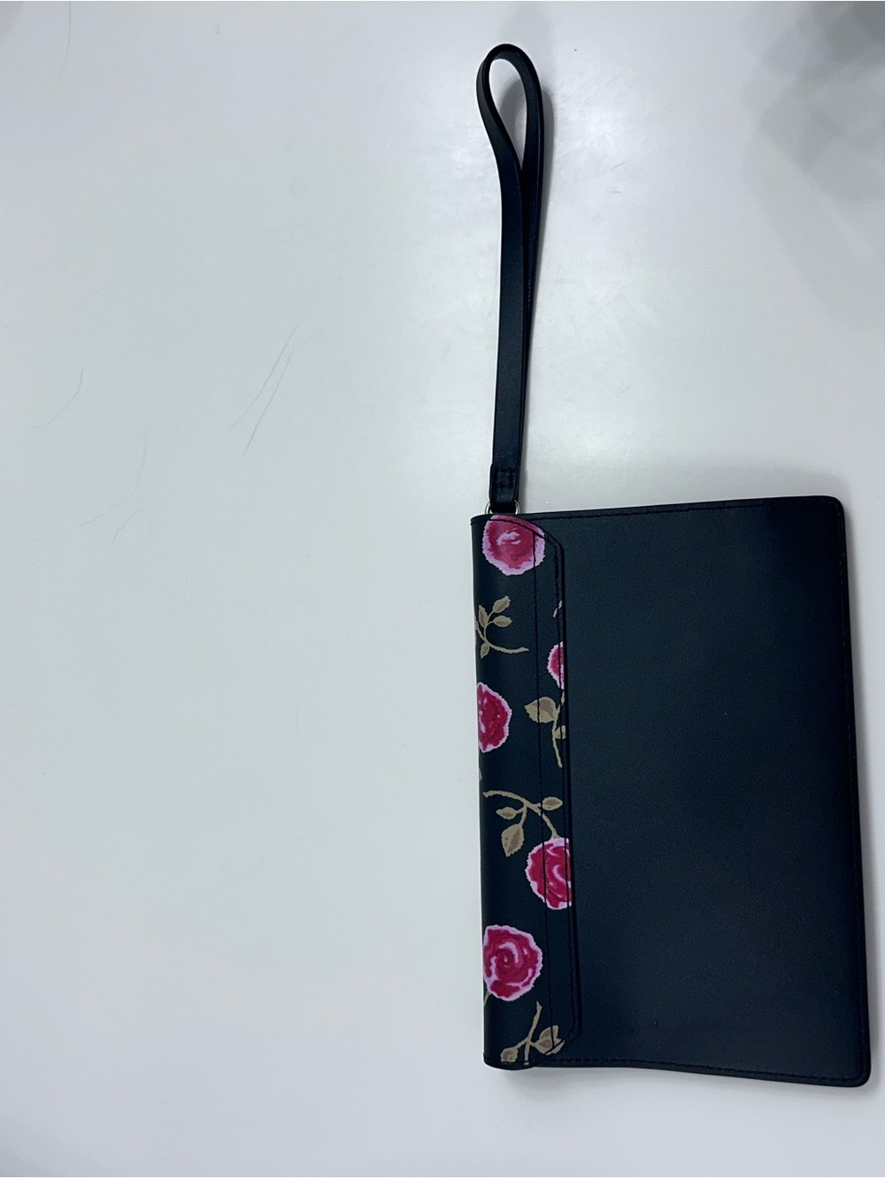 kate spade Black Floral Wristlet Clutch with Pink Rose Print - Picture 3 of 4